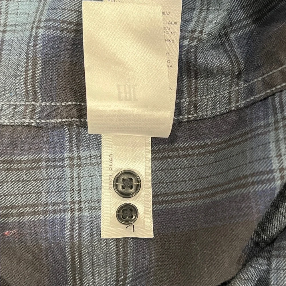 Banana Republic Luxe Flannel Slim Fit Navy and Black Plaid Shirt Size Large